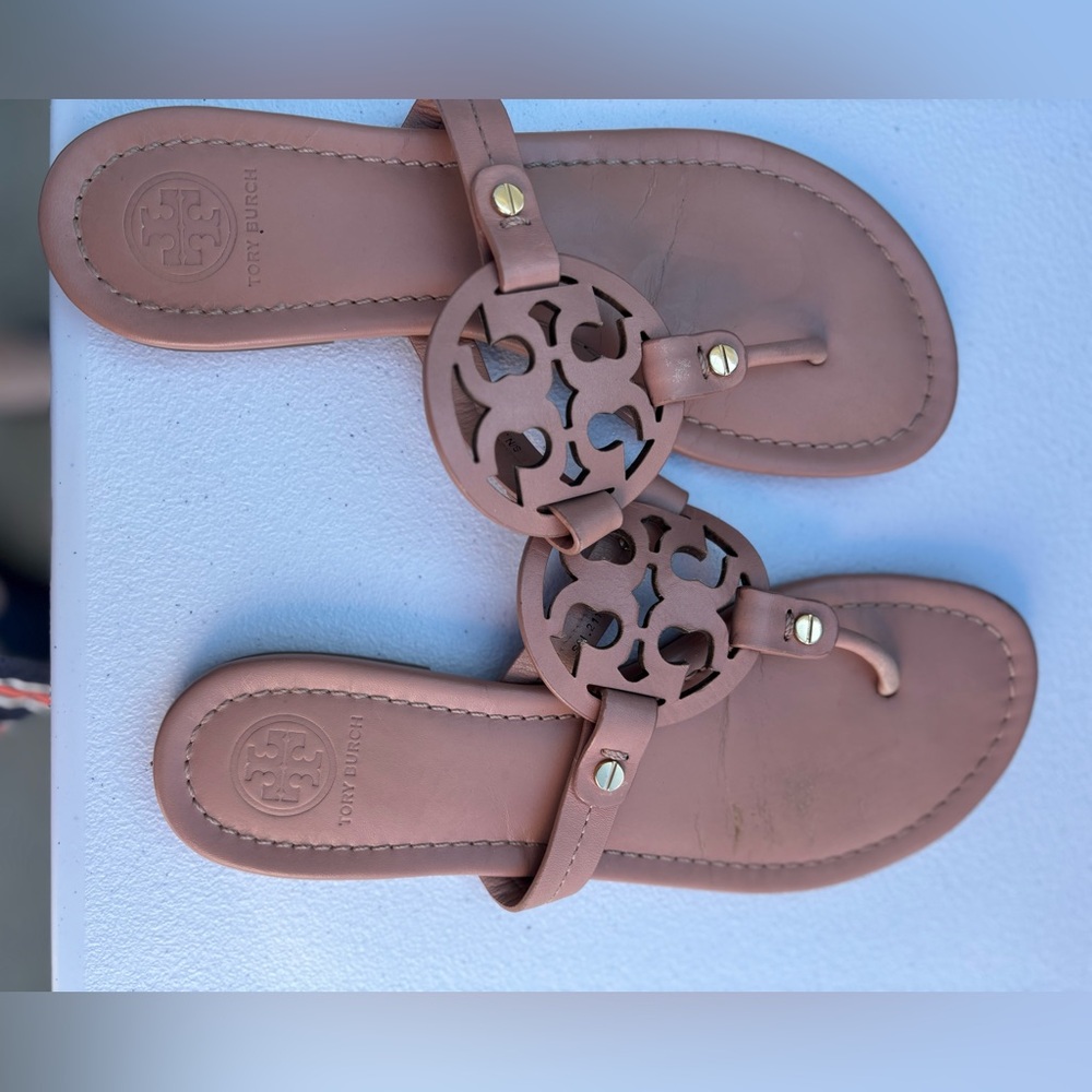 Tory Burch Miller Sandals in the color Makeup.